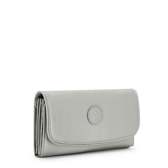 Kipling Money Land Metallic Snap Portefeuille Zilver | BE 1785UZ